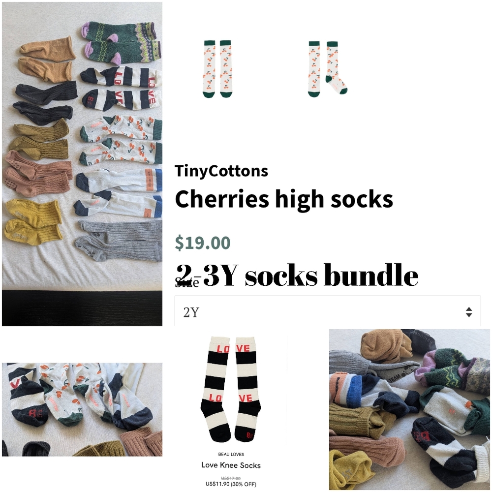 3-4Y Knee, Crew, Etc Socks Bundle Tiny Cottons, Beau Loves And Small Boutiques